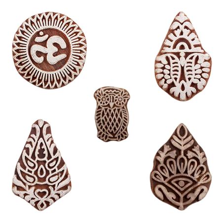 Set of 5 Piece New Mix Wooden Printing Blocks